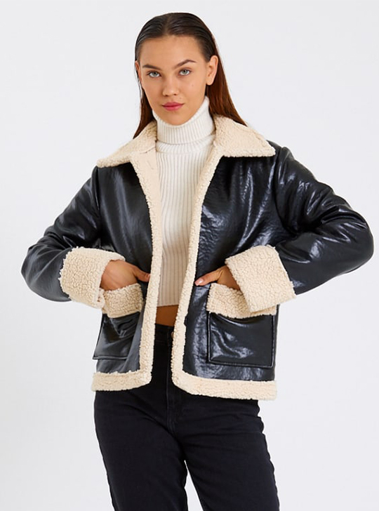 THE KRYSAN | FAUX LEATHER DOUBLE-FACED JACKET