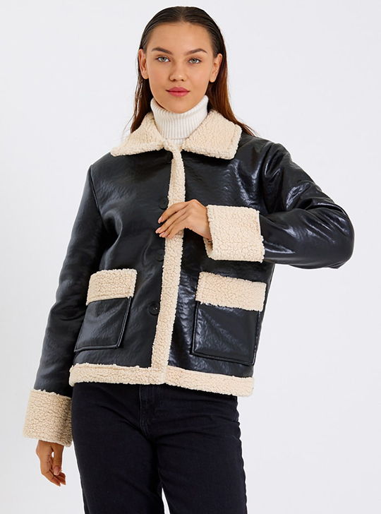 THE KRYSAN | FAUX LEATHER DOUBLE-FACED JACKET