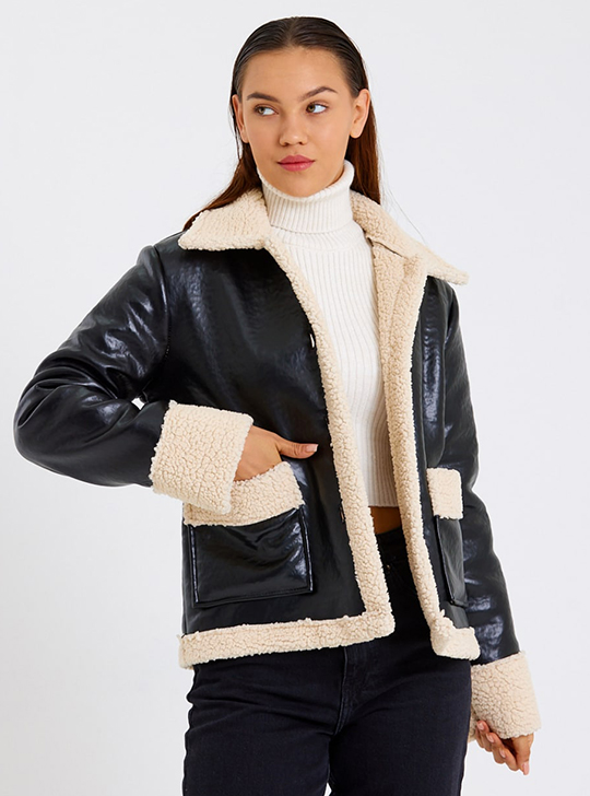 THE KRYSAN | FAUX LEATHER DOUBLE-FACED JACKET