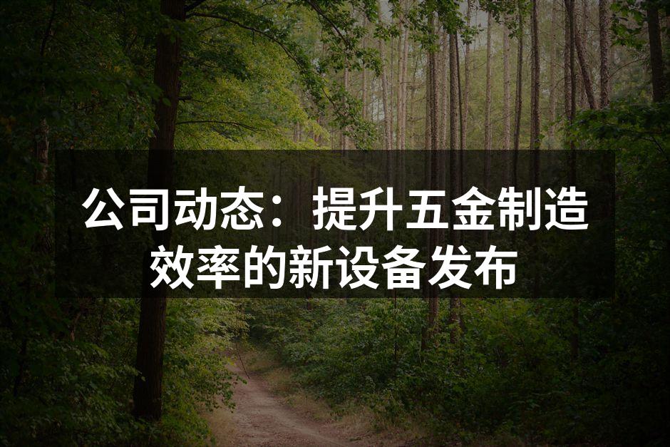 公司动态:提升五金制造效率的新设备发布